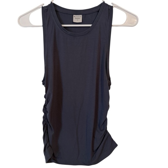 🌹 ATHLETA DARK GRAY SLEEVELESS GATHERED SIDES TOP - Picture 1 of 4